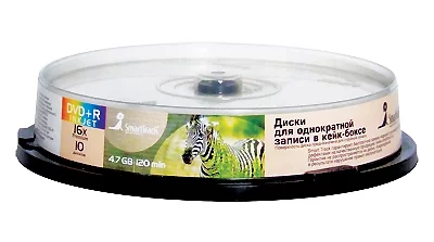 Диск DVD+R Smart Track / 4,7Gb/120мин / 16X / CB-10 (BOX10) для печати-0
