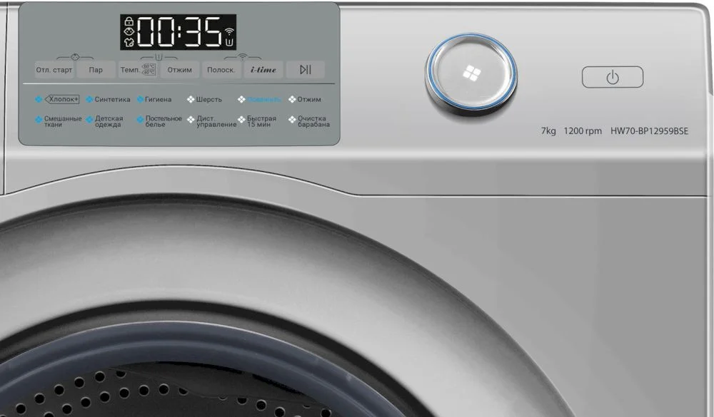 Стиральная машина Haier HW70-BP12959BSE (45,4 см / 7кг / 1200об / пар / Smart Dual Spray / Wi-Fi / Invertor / A+++ / Серебро)-5