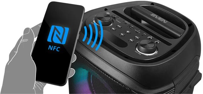 Беспроводная портативная колонка SVEN PS-800 / 100W / TWS / microSD / USB / FM / Bluetooth /  Батарея 2*4400mAh / LED подсветка / дисплей / караоке /-11