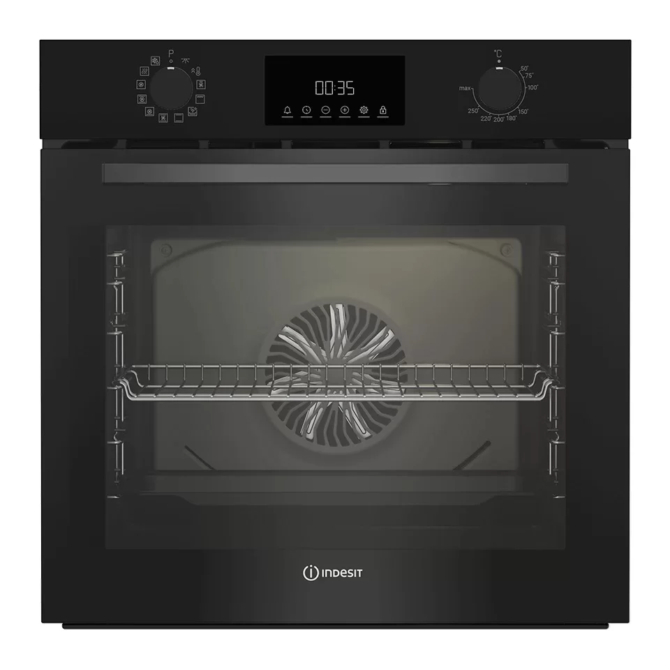 Духовой шкаф Indesit IBFTE 3844 BL (72 л / до 280 °C / Чёрный / Каталитическая очистка / Гриль / Съемные направляющие / А)-0