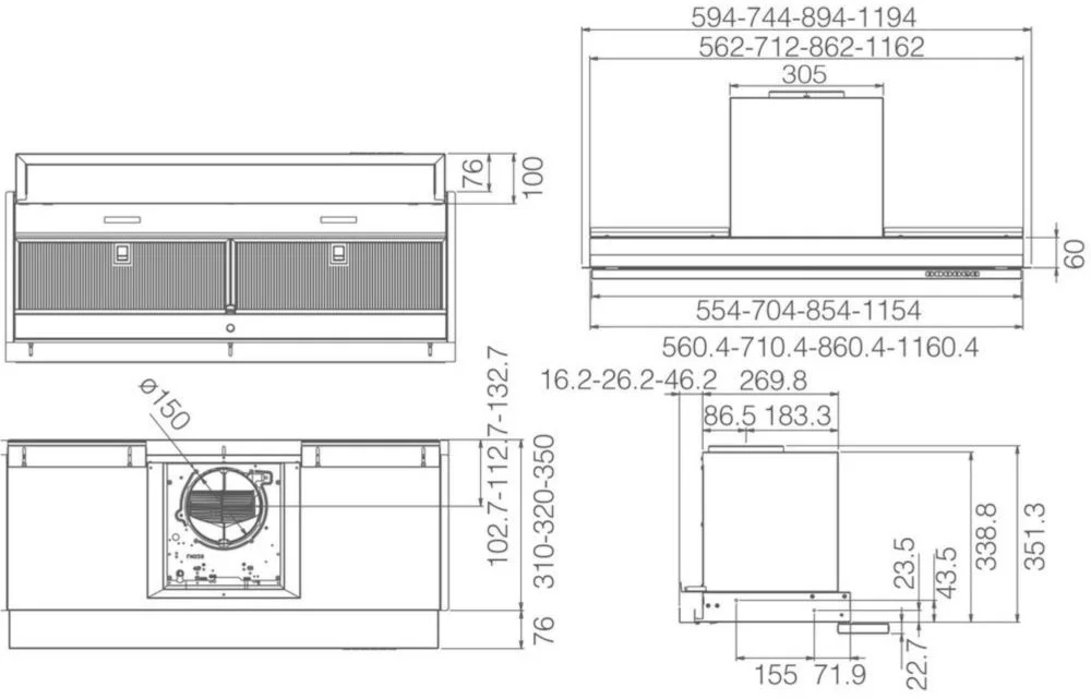 Вытяжка полновстраиваемая Elica BOXIN DRY IX/A/60 (700 м³/ч / 255 Вт / LED освещение 3x2,1 Вт / ширина - 60 см / Airmatic / нерж. сталь)-6