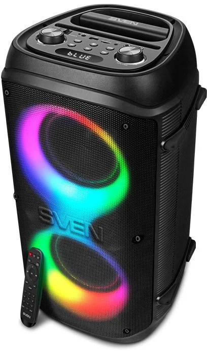 Беспроводная портативная колонка SVEN PS-800 / 100W / TWS / microSD / USB / FM / Bluetooth /  Батарея 2*4400mAh / LED подсветка / дисплей / караоке /-2