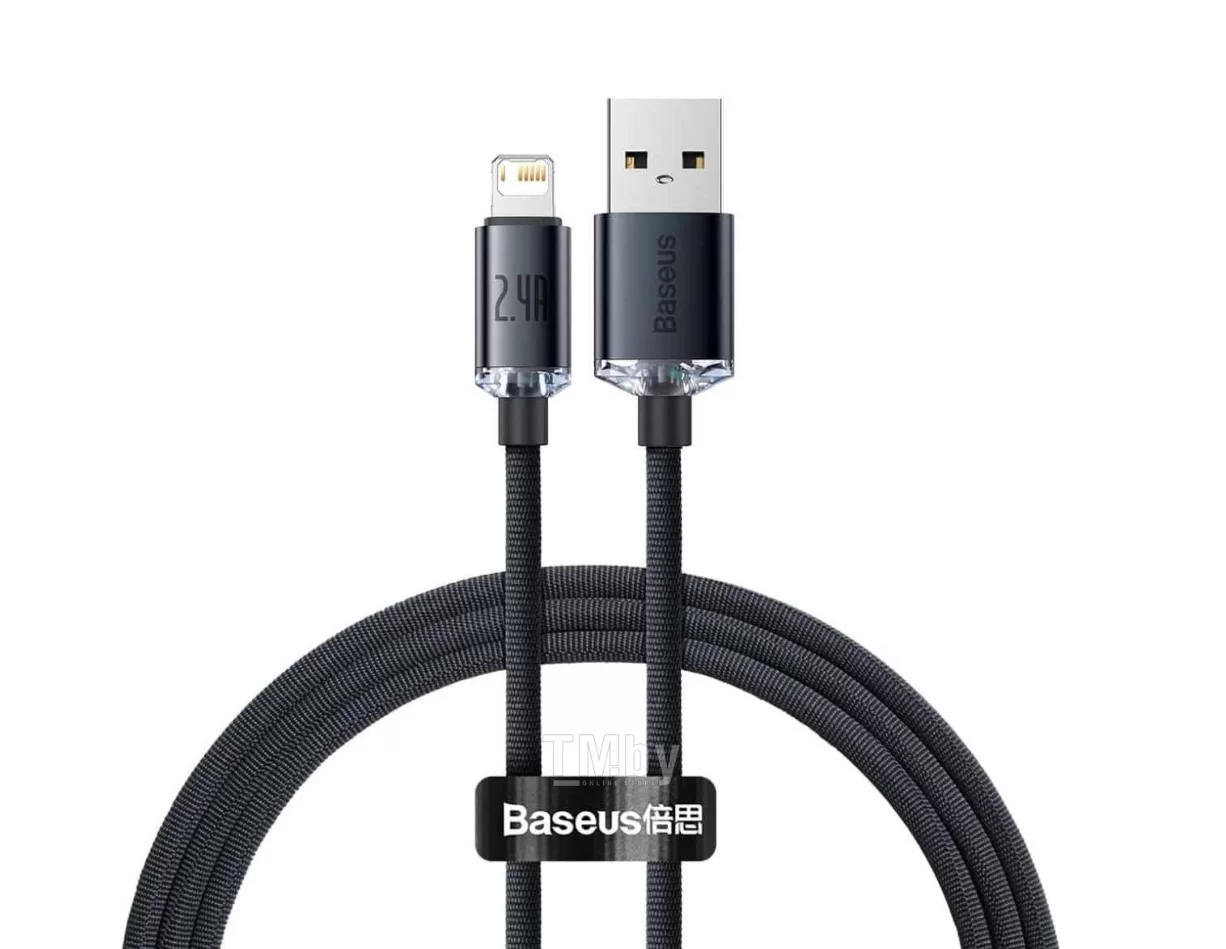 Кабель Baseus Crystal Shine Series Lightning - USB, 2м, Черный-0