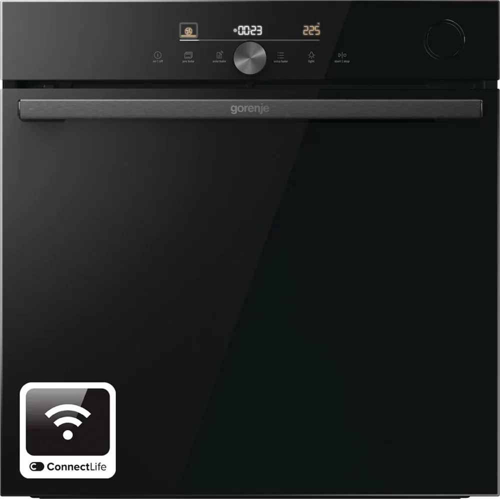 Духовой шкаф с добавлением пара Gorenje BPSA6747DGWI (G600 / 77 л / до 300 °C / Чёрный, стекло / Пиролиз / Термозонд / Wi-Fi / телескоп. напр.(x2) /A+-0