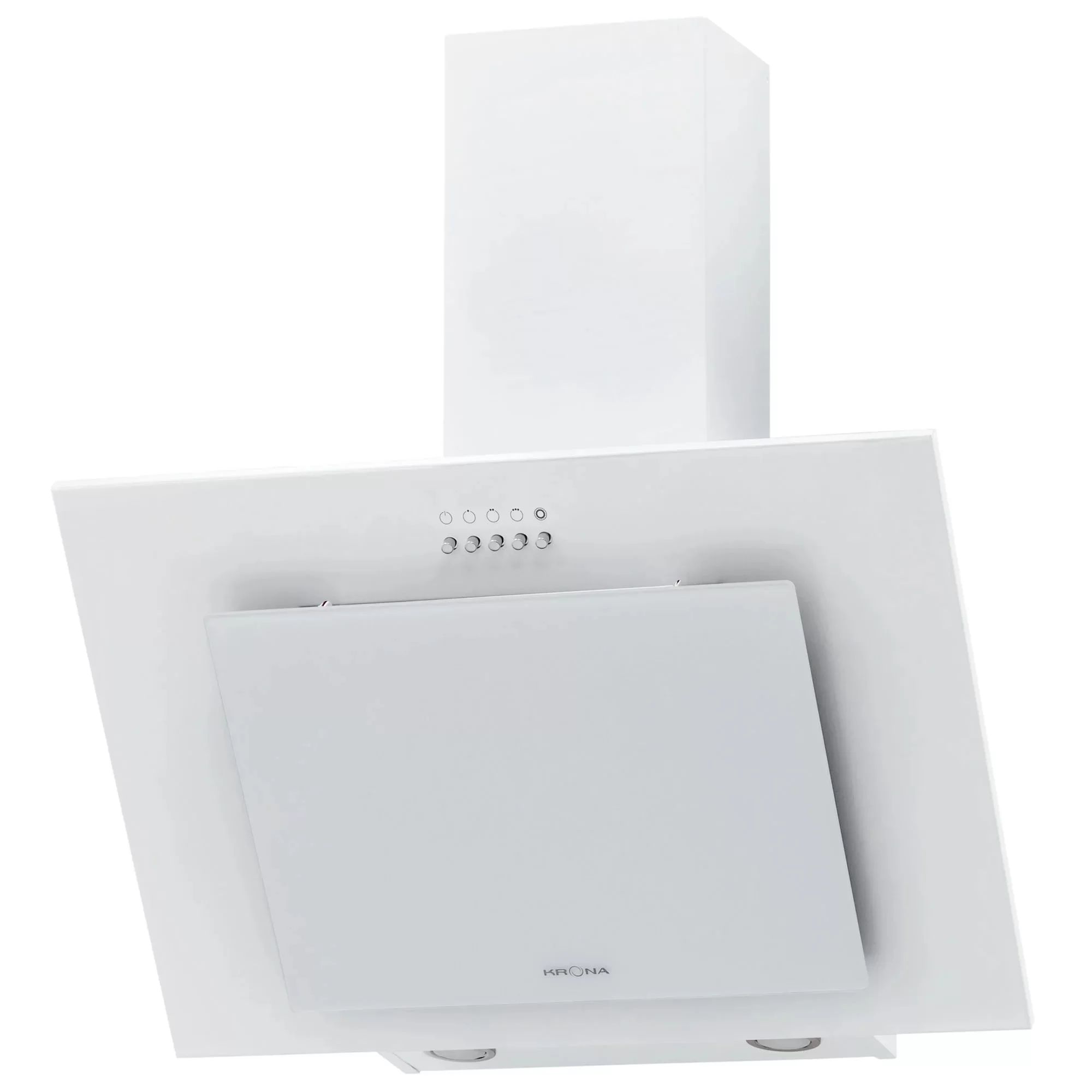 Вытяжка наклонная KRONA VIERKANT 600 WHITE PB (890 м³/ч / 125 Вт / LED освещение 2x3 Вт / ширина - 59.7 см / белый металл/стекло)-0