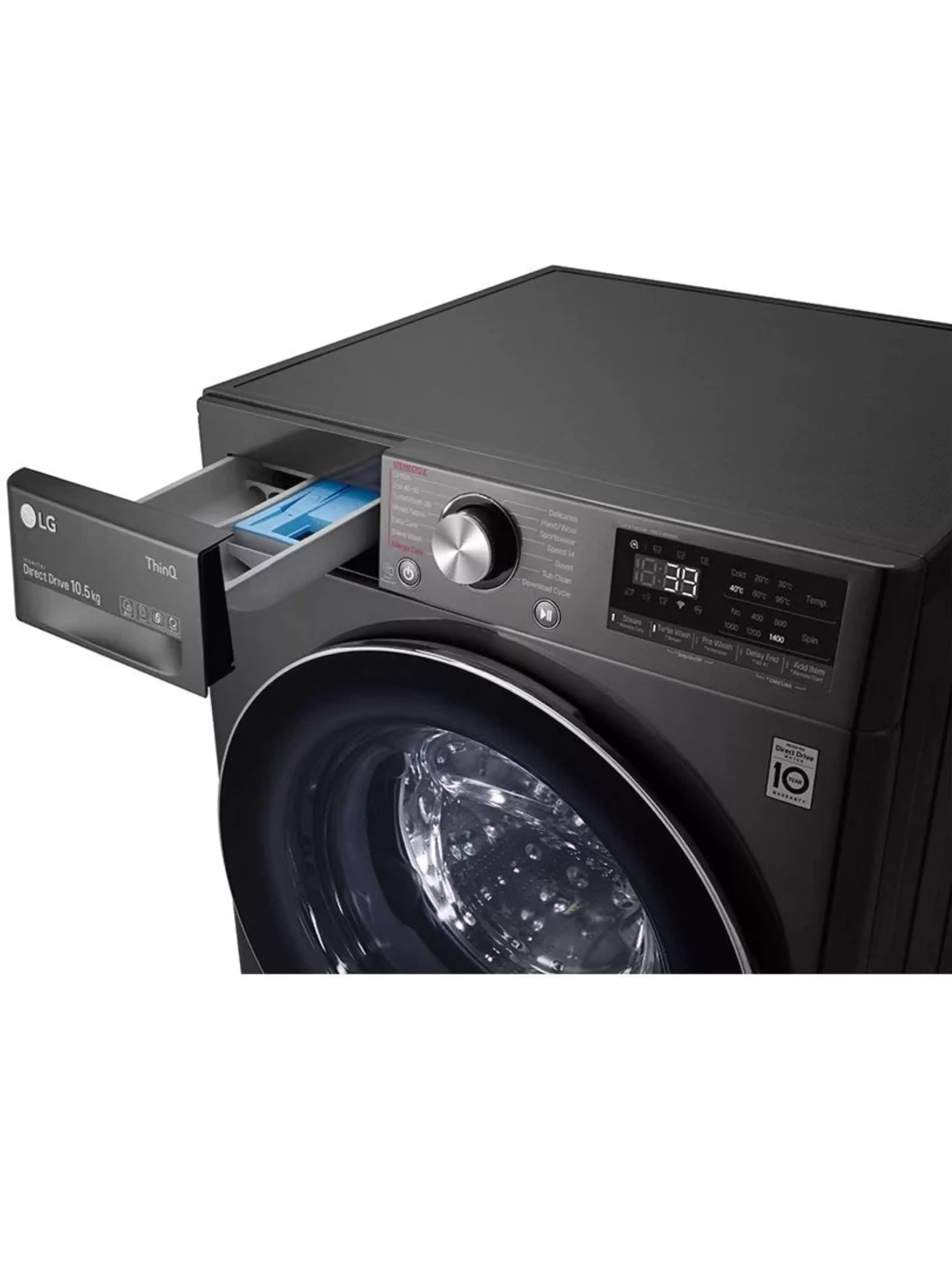 Стиральная машина LG F4WV910P2SE (56.5см / 10,5кг / 1400об / пар / добавление белья / AI DD / Steam+ / Wi-Fi / Inverter Direct Drive / A+++ / Чёрная)-5