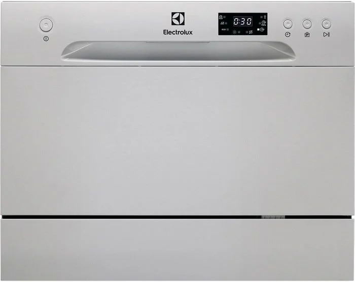 Машина посудомоечная отдельностоящая компактная Electrolux ESF2400OS (6 комплектов / Расход воды - 6,5 л / AquaStop / Серебро)-0