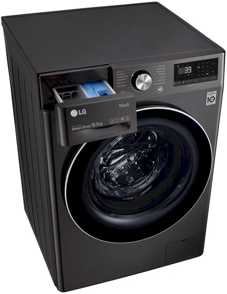 Стиральная машина LG F4WV910P2SE (56.5см / 10,5кг / 1400об / пар / добавление белья / AI DD / Steam+ / Wi-Fi / Inverter Direct Drive / A+++ / Чёрная)-8