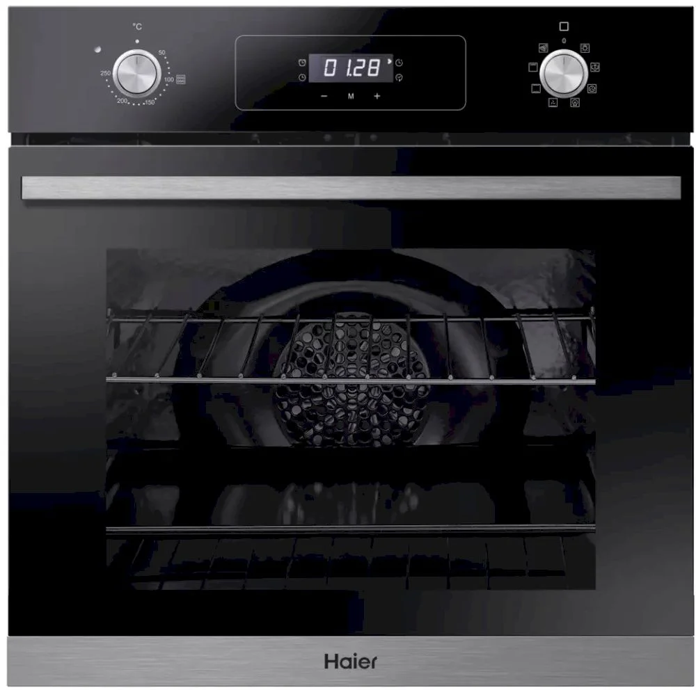 Духовой шкаф Haier HOD-P08TGBX (70 л / Чёрное стекло+нерж.сталь / Гриль / Телескоп.напр.(x1) / AquaClean / A+)-0