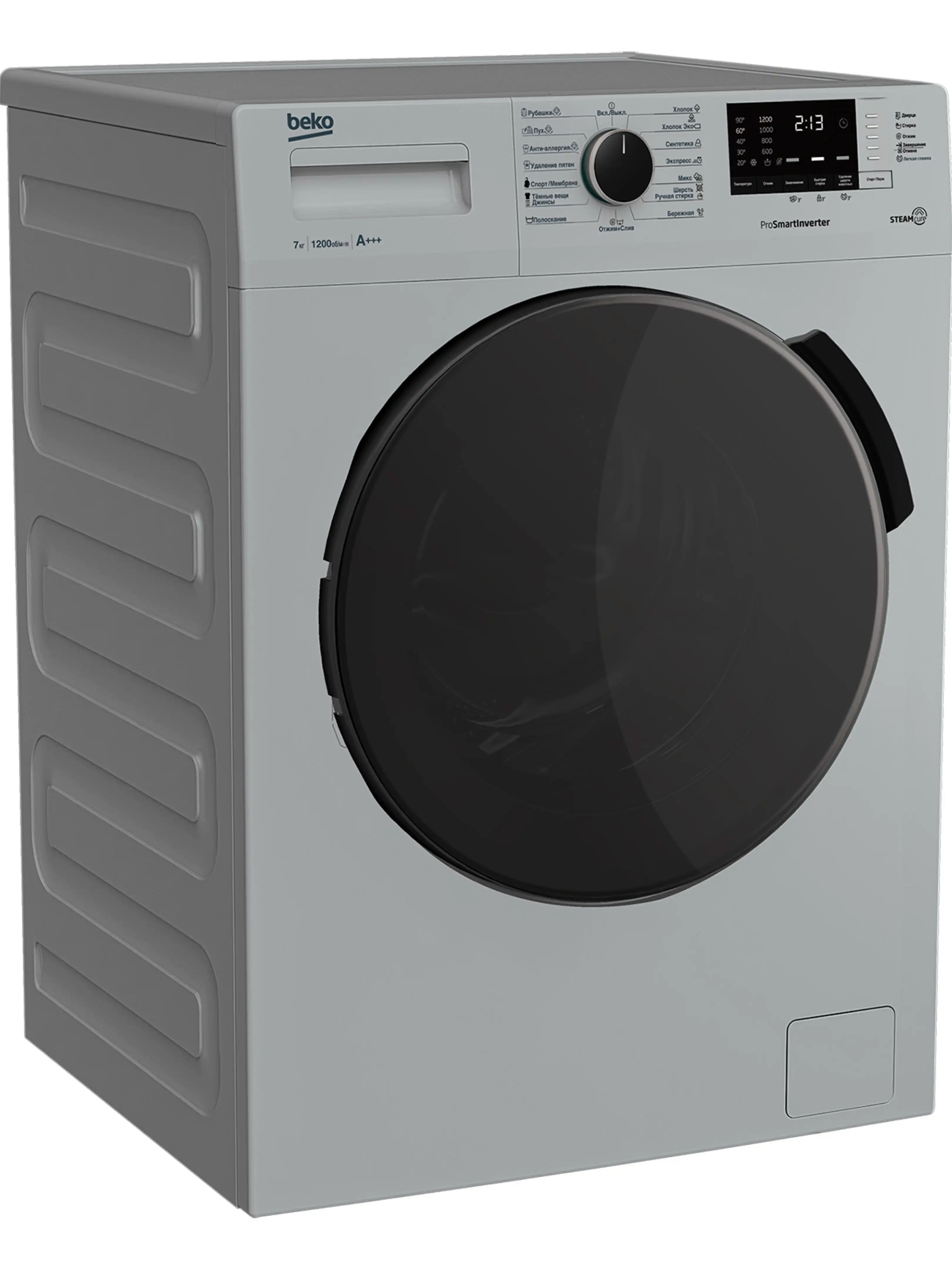 Стиральная машина Beko RSPE78612S (45-49см / 7кг / 1200об / пар SteamCure™ / OptiSense® / Инверторный мотор ProSmart™ / A+++)-1