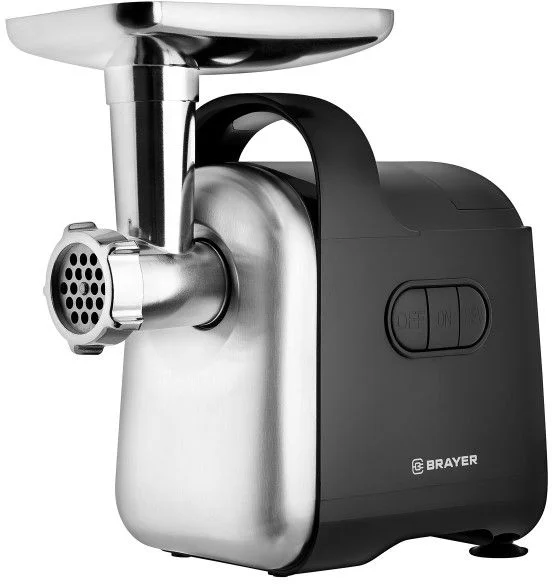 Мясорубка Brayer BR1602 (2000 Вт / 2 кг/мин / корпус - пластик / лоток - металл / реверс / 5 насадок / чёрный)-0