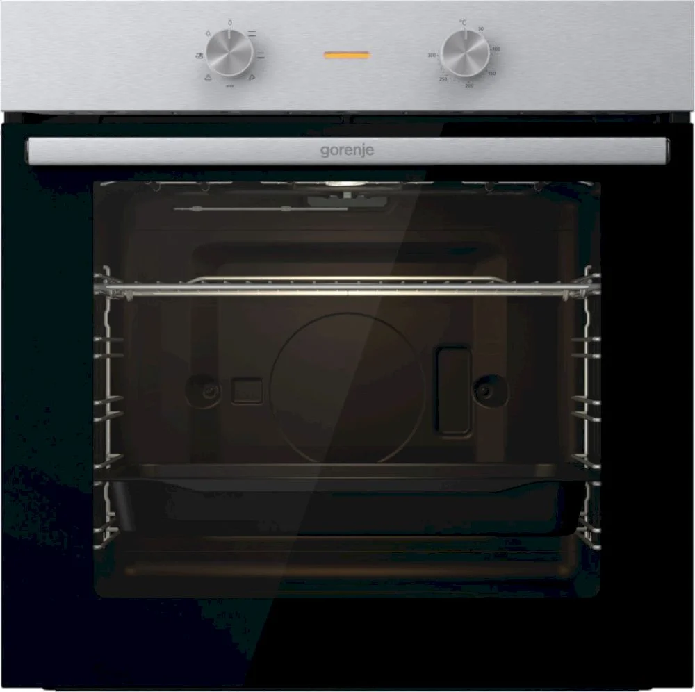 Духовой шкаф Gorenje BO6712E02XK (Essential / 84 л / до 300 °C / Нерж. + чёрное стекло / AquaClean / съемные направляющие / А)-0