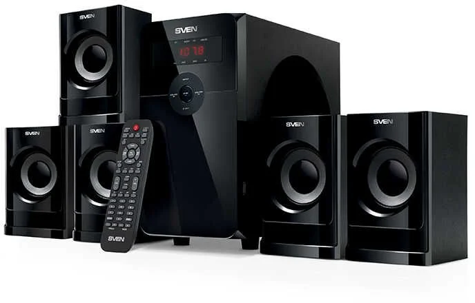 Колонки 5.1 SVEN HT-201 / 80W / Питние 220В / Bluetooth / USB / SD / FM / ПДУ / Корпус - дерево (MDF)-0
