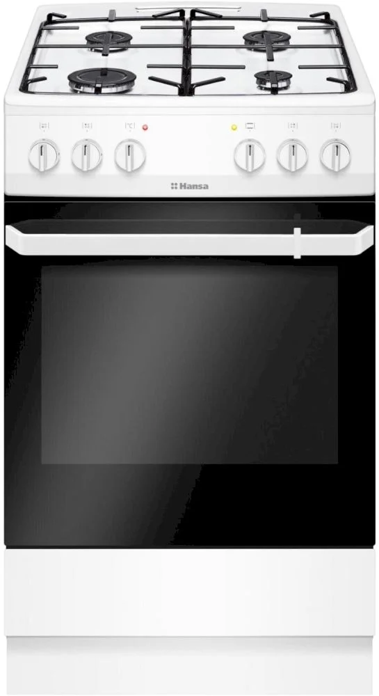 Плита комбинированная Hansa FCMW56069 (Белый / духовка - 62 л / 4 газовые конфорки / чугунная решетка / электроподж. / газконтроль)-0