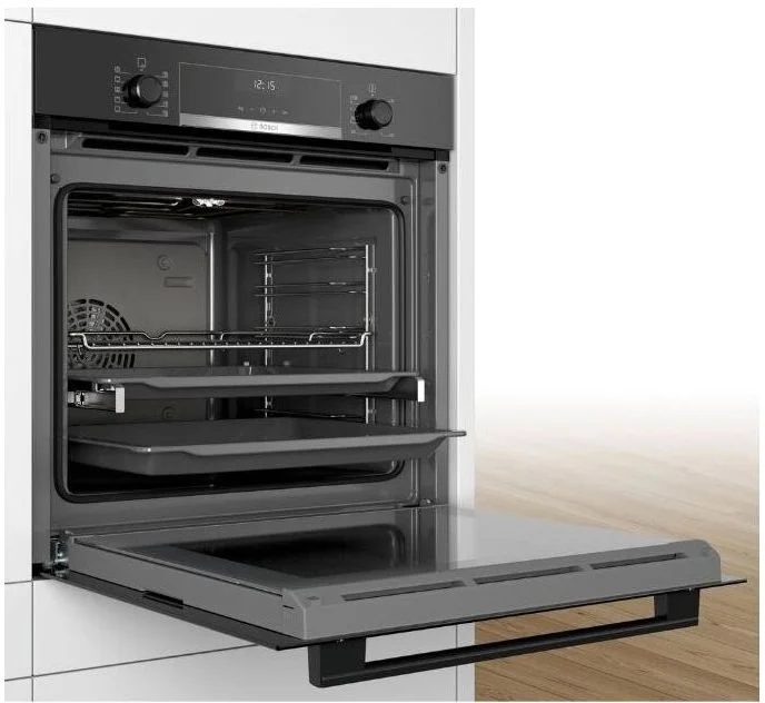 Духовой шкаф Bosch HBG5370B0 (Serie6 / 71 л / до 275 °C / чёрное стекло / Гриль / Телескоп. напр. (x1) / EcoClean Direct задняя стенка / SoftClose /A)-5