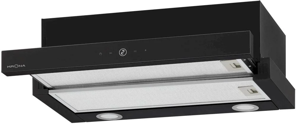 Вытяжка телескопическая KRONA KAMILLA T SENSOR 600 Black (740 м³/ч / 65 Вт / LED освещение 2x1,5 Вт / ширина - 59,7 см / черный / металл)-0