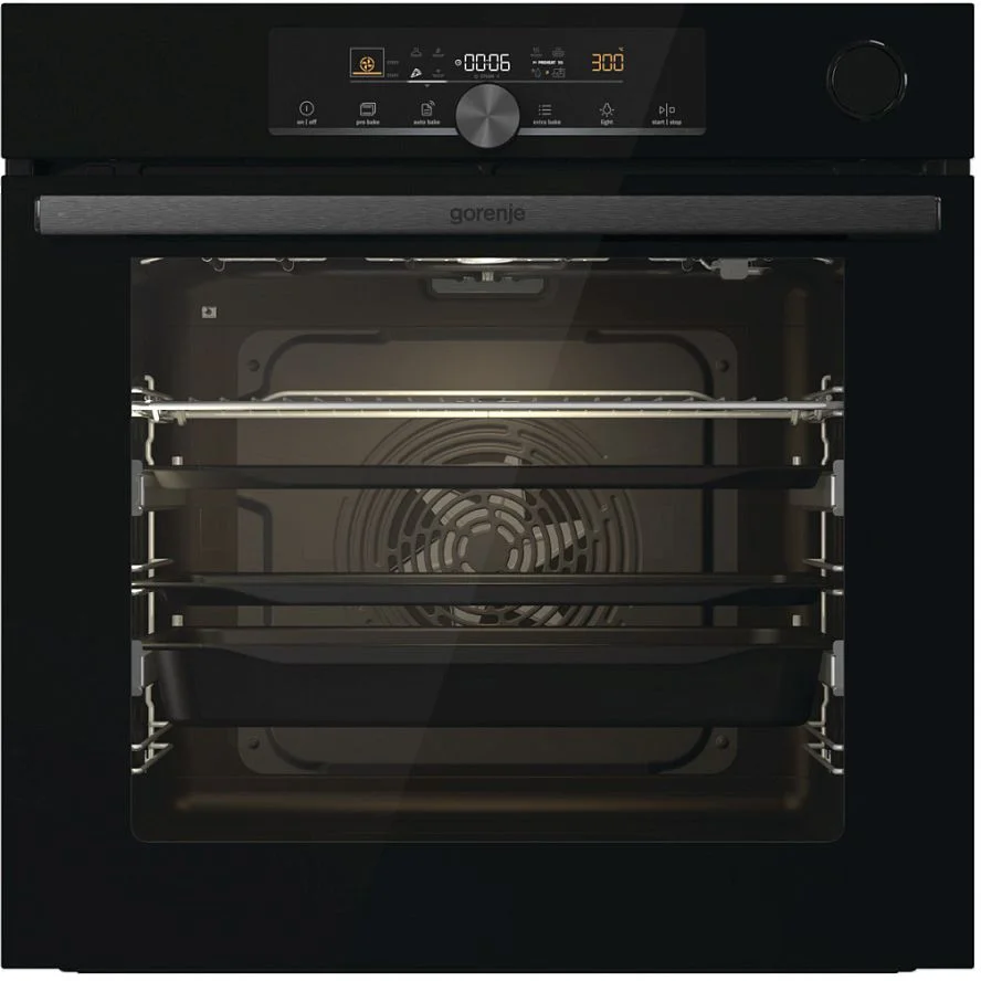 Духовой шкаф с добавлением пара Gorenje BSA6747A04BG (Advanced / 77 л / до 300 °C / Чёрный, стекло / CataClean / Per.Grill / телескоп. напр. (x2) / A+-2
