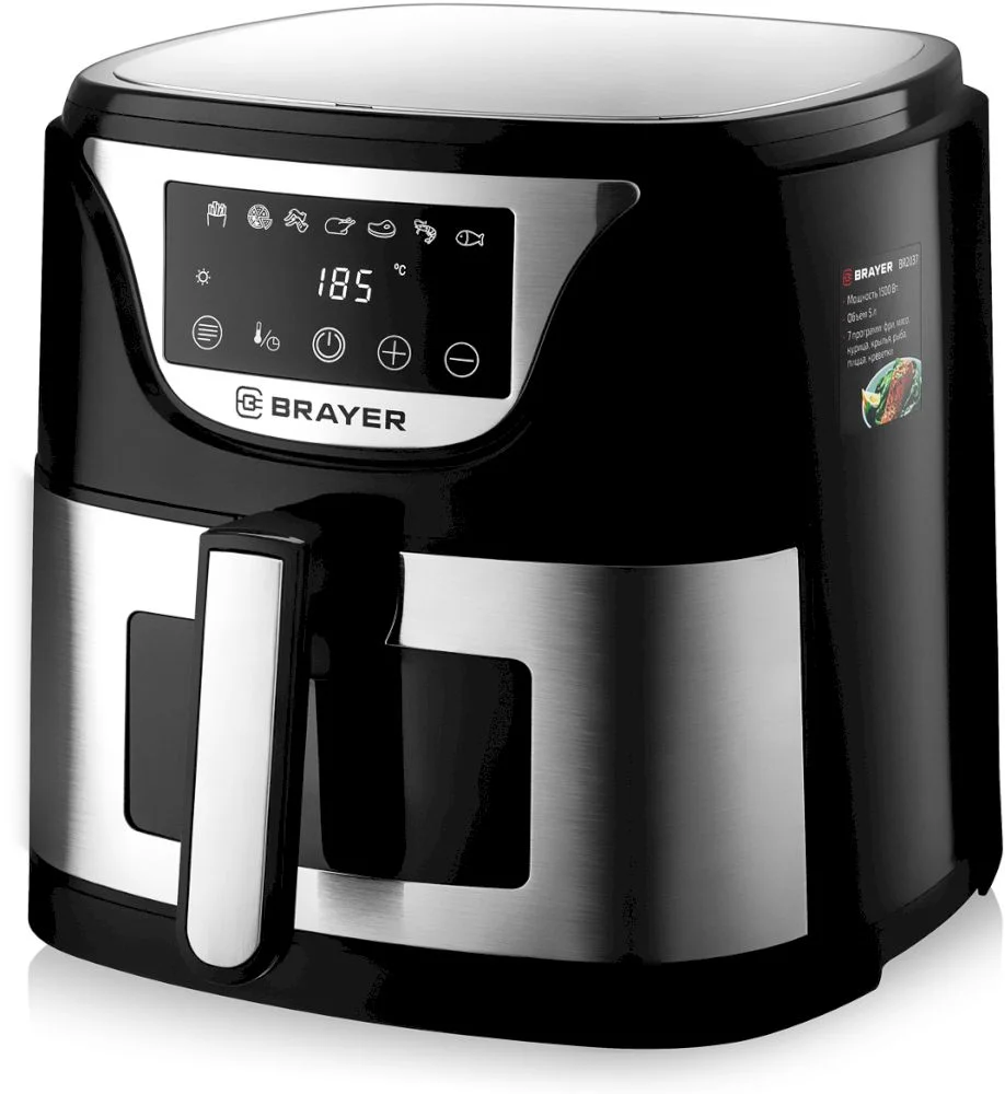 Аэрогриль Brayer BR2037 (1500 Вт, 5 л, упр. - сенсорное, программ - 7, таймер на - 60 мин)-0