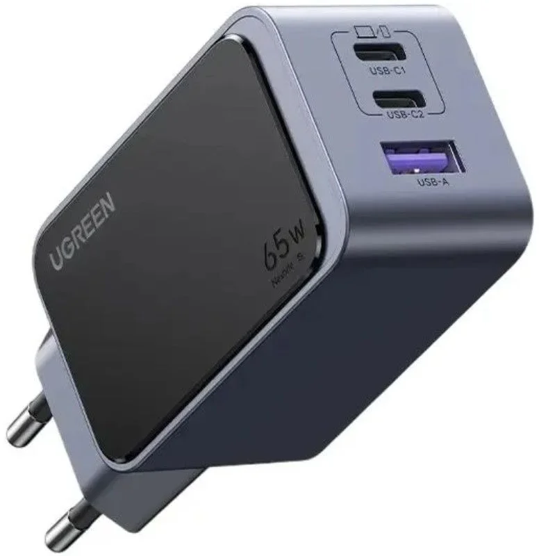 Сетевое зарядное устройство Ugreen X553, (USB/Type-C*2/3A/65W/PD/QC), Серое (35042)-0