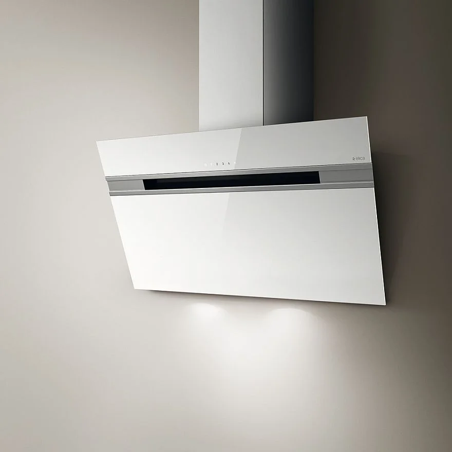 Вытяжка наклонная Elica Stripe WH/A/90/LX (1200 м³/ч / 265 Вт / LED освещение 2x2.5 Вт / ширина - 89.8 см / белое стекло)-0
