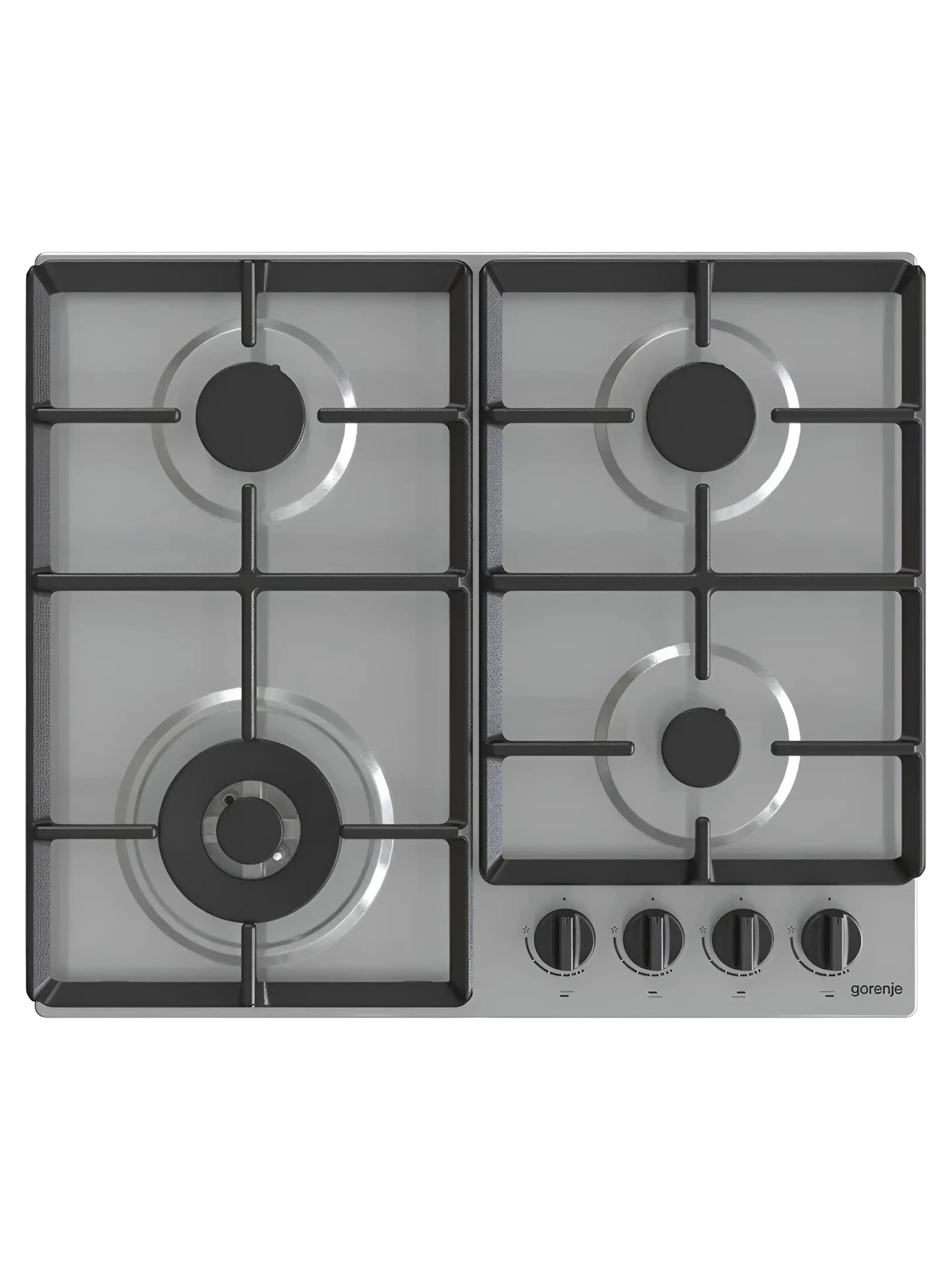 Поверхность газовая Gorenje GW641EBX (Essential / Нержавеющая сталь / Чугун / XtraSurface / WOK)-1