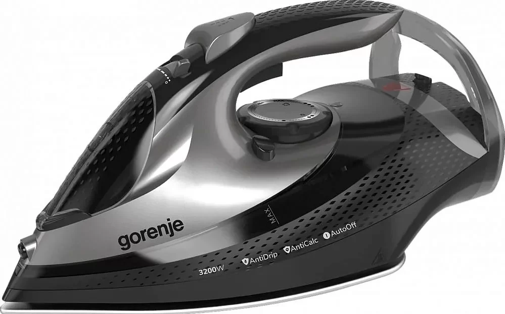 Утюг Gorenje SIH3200BKS Черный (3200 Вт/ подошва - керамика/ паровой удар - 250 г/мин/ 2,1 м/ автоотключение)-0