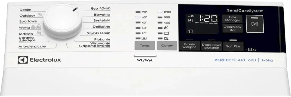 Стиральная машина вертикальная Electrolux EW6TN4261P (SensiCare 600 / 60см / 6кг / 1200об / SensiCare / А+++)-1