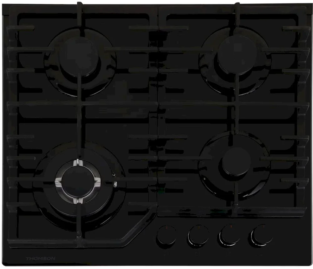 Поверхность газовая Thomson HG20-4I02 (Чёрное стекло / чугун. решетки / 4 конфороки / газконтроль / электроподжиг)-0