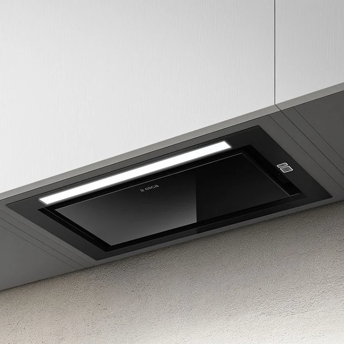 Вытяжка полновстраиваемая Elica HIDDEN 2.0 @ BLGL/A/72 (1300 м³/ч / 280 Вт / LED освещение 1x7 Вт / ширина - 71.4 см / ElicaConnect / Чёрное стекло)-0