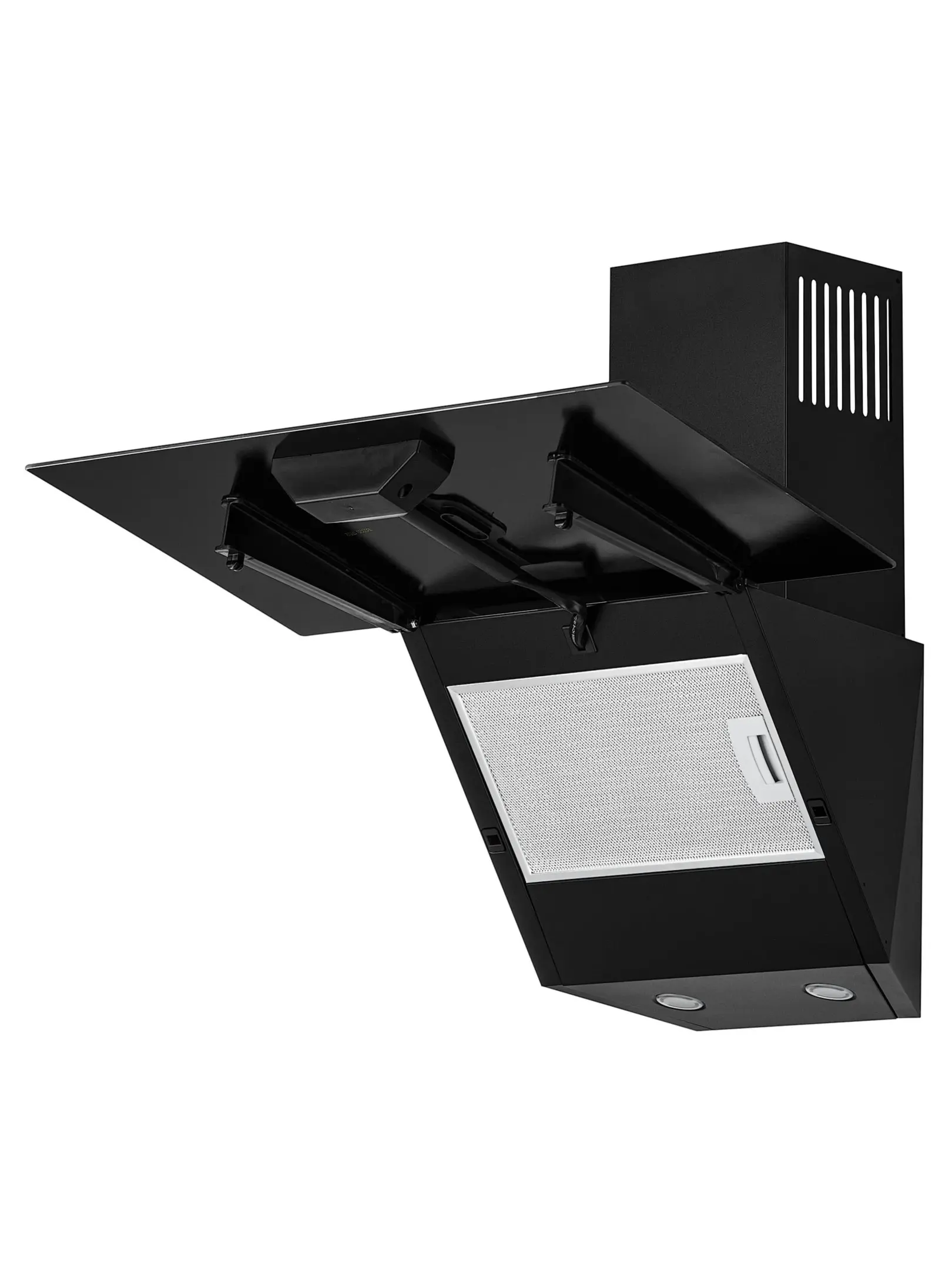 Вытяжка наклонная KRONA HELGA 600 black PB (950 м³/ч / 100 Вт / LED освещение 2x1 Вт / ширина - 59.6 см / чёрный / стекло)-5