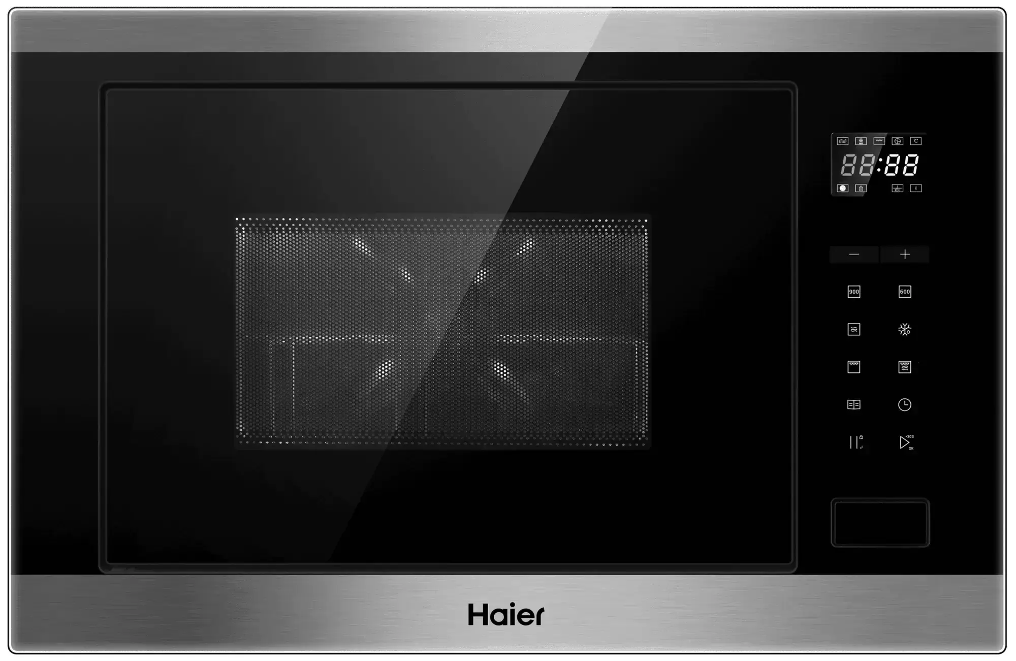 Микроволновая печь встраиваемая Haier HMX-BTG259X (Нерж. сталь + черный / 25 литров / ширина - 59,5 см / 900 Вт / Гриль 1200 Вт)-0