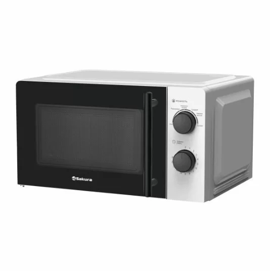 Микроволновая печь Sakura SA-7050W (20 л, 700 Вт, переключатели поворотный механизм, белый/черный)-0