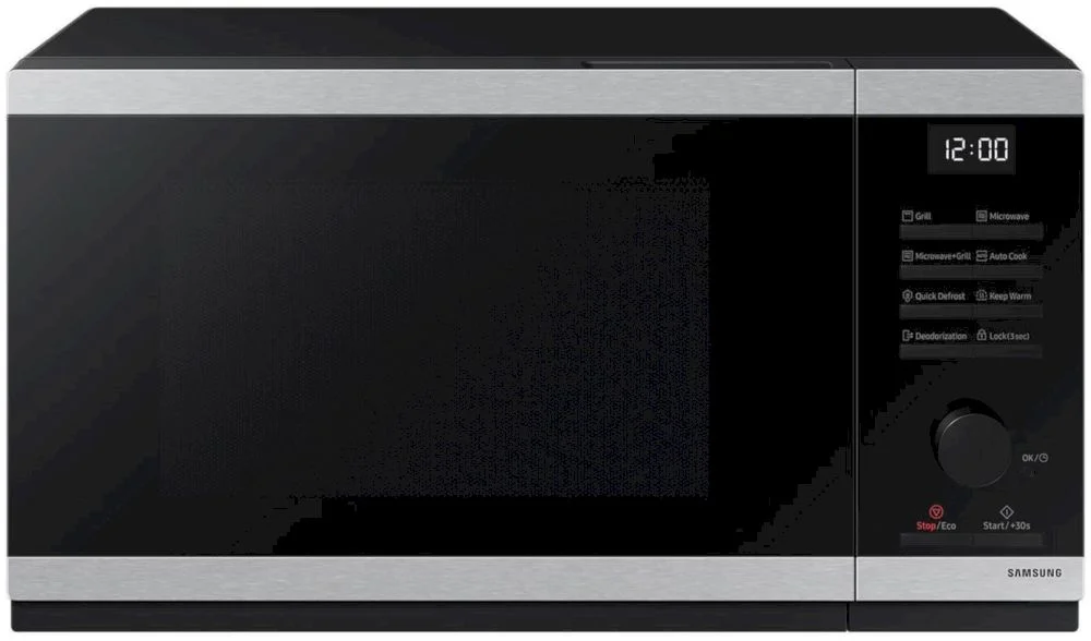 Микроволновая печь Samsung MG23DG4524ATE2 (23 л, 800 Вт, переключатели поворотный механизм, кнопки, гриль 1150 Вт, дисплей, черный/нерж. сталь)-0