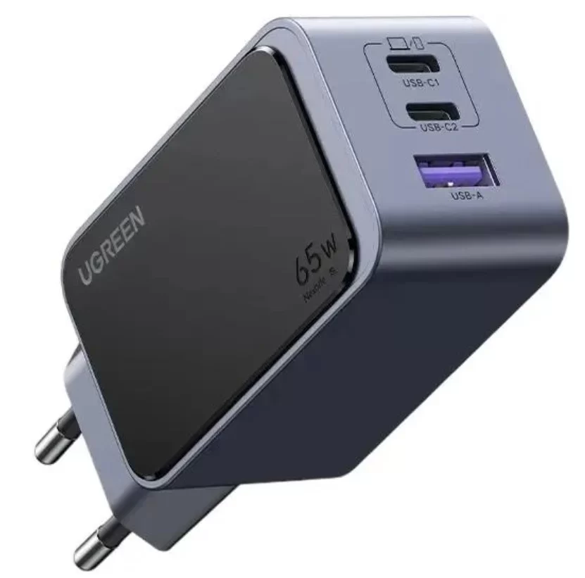 Сетевое зарядное устройство Ugreen X553, (USB/Type-C*2/3A/65W/PD/QC), Серое (35042)-0