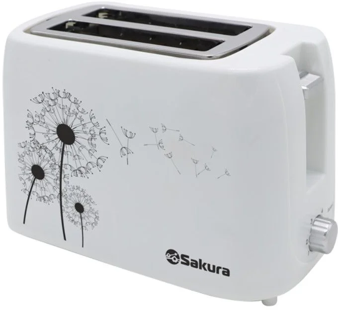 Тостер Sakura SA-7608W (750 Вт/ тостов - 2/ поддон для крошек/ белый)-0