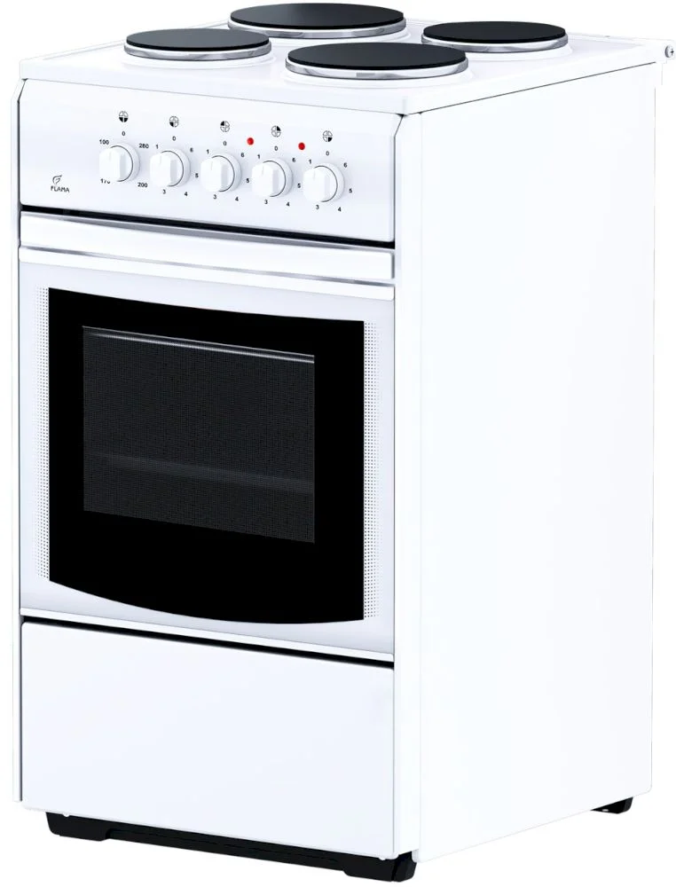 Плита электрическая Flama AE 1403 W (Белая / духовка - 50 л / 4 конфорки (1000/1500/1500/1000Вт))-0