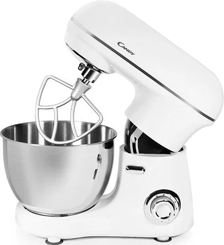 Миксер планетарный Candy CM-500 (600Вт / 4 л / скоростей 6 / корпус металл / насадок 3 / белый)-0