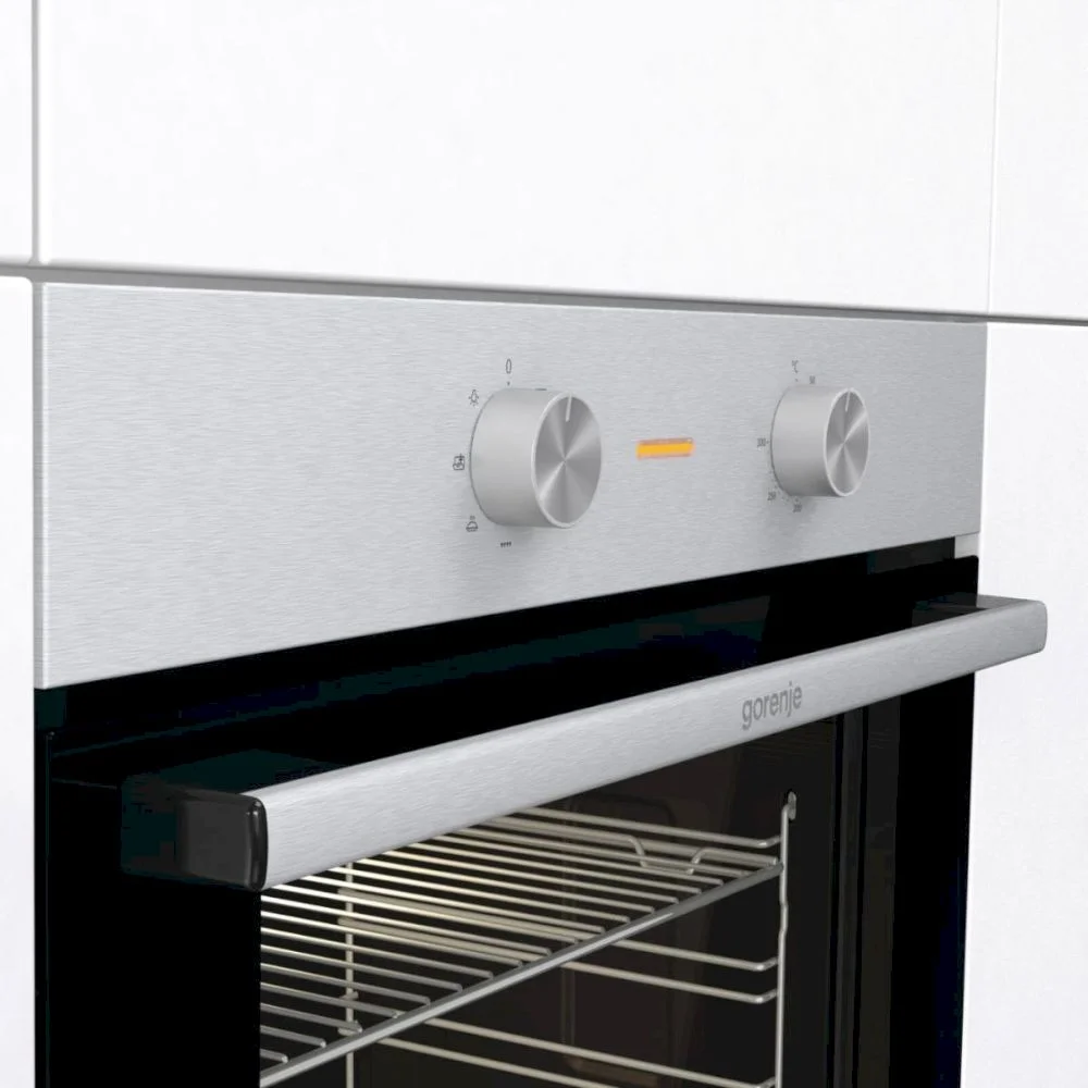Духовой шкаф Gorenje BO6712E02XK (Essential / 84 л / до 300 °C / Нерж. + чёрное стекло / AquaClean / съемные направляющие / А)-1