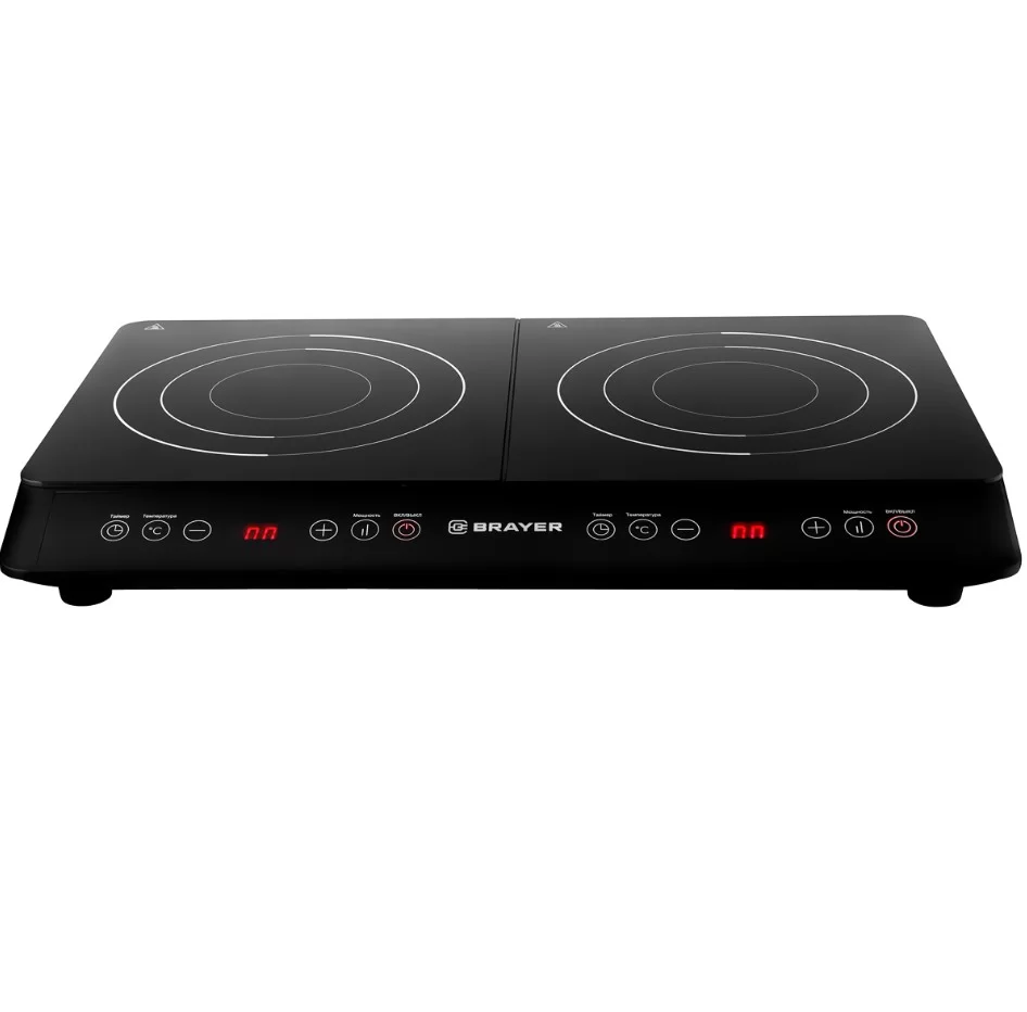 Плитка индукционная Brayer BR2803 (2 конфорки / Стеклокерамика / 3400 Вт / чёрный)-0