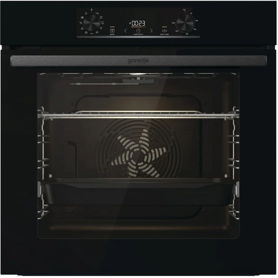 Духовой шкаф Gorenje BO6735E05B (Essential / 77 л / до 300 °C / Чёрный, стекло / AquaClean / PerfectGrill / телескоп. направляющие (x1) / А / IconLED)-1