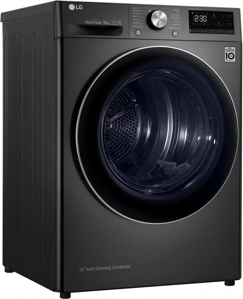 Сушильная машина с тепловым насосом LG RH90V9JV2N (66см / 9кг / Конденсационная / A+++ / Allergy Care / DUAL Inverter Heat Pump™ / Wi-Fi / Чёрная)-0