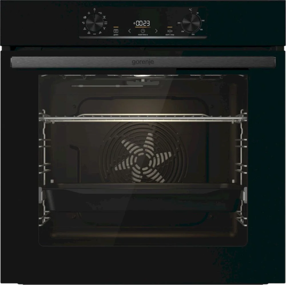 Духовой шкаф Gorenje BO6735E02BK (Essential / 77 л / до 300 °C / Чёрный, стекло / AquaClean / PerfectGrill / съемные направляющие / А / IconLED)-0
