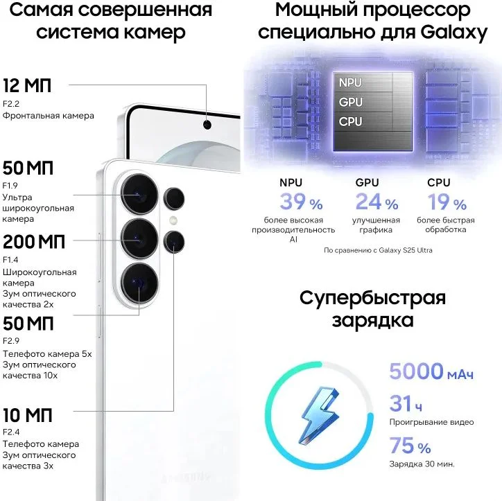 Смартфон Samsung Galaxy S26 Ultra 12/256 ГБ (SM-S948B), белый-10