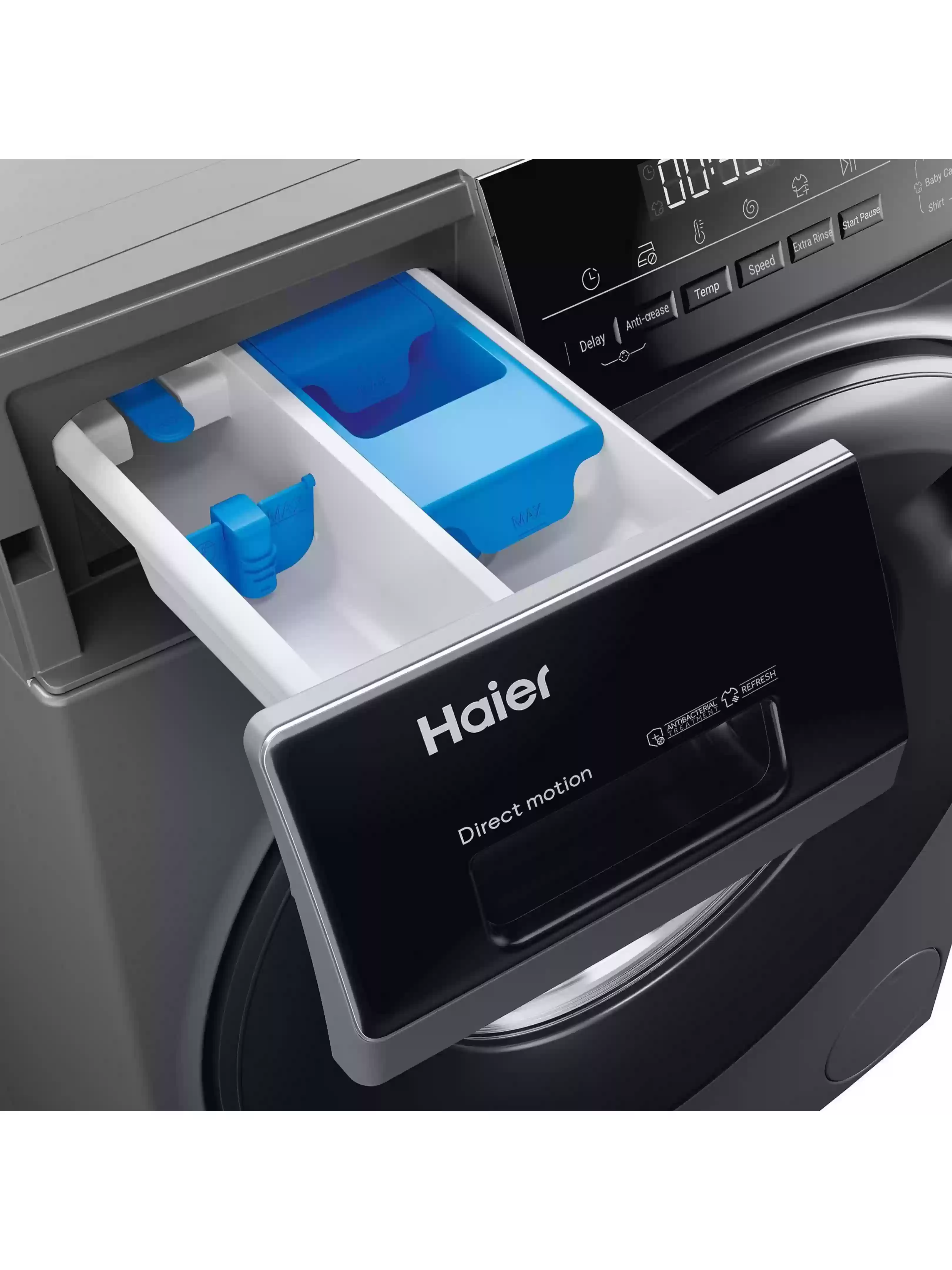 Стиральная машина Haier HW80-B14939S8 (I-Pro Serie3 / 62 см / 8кг / 1400об / пар / Direct Motion / A+++ / Антрацит)-6