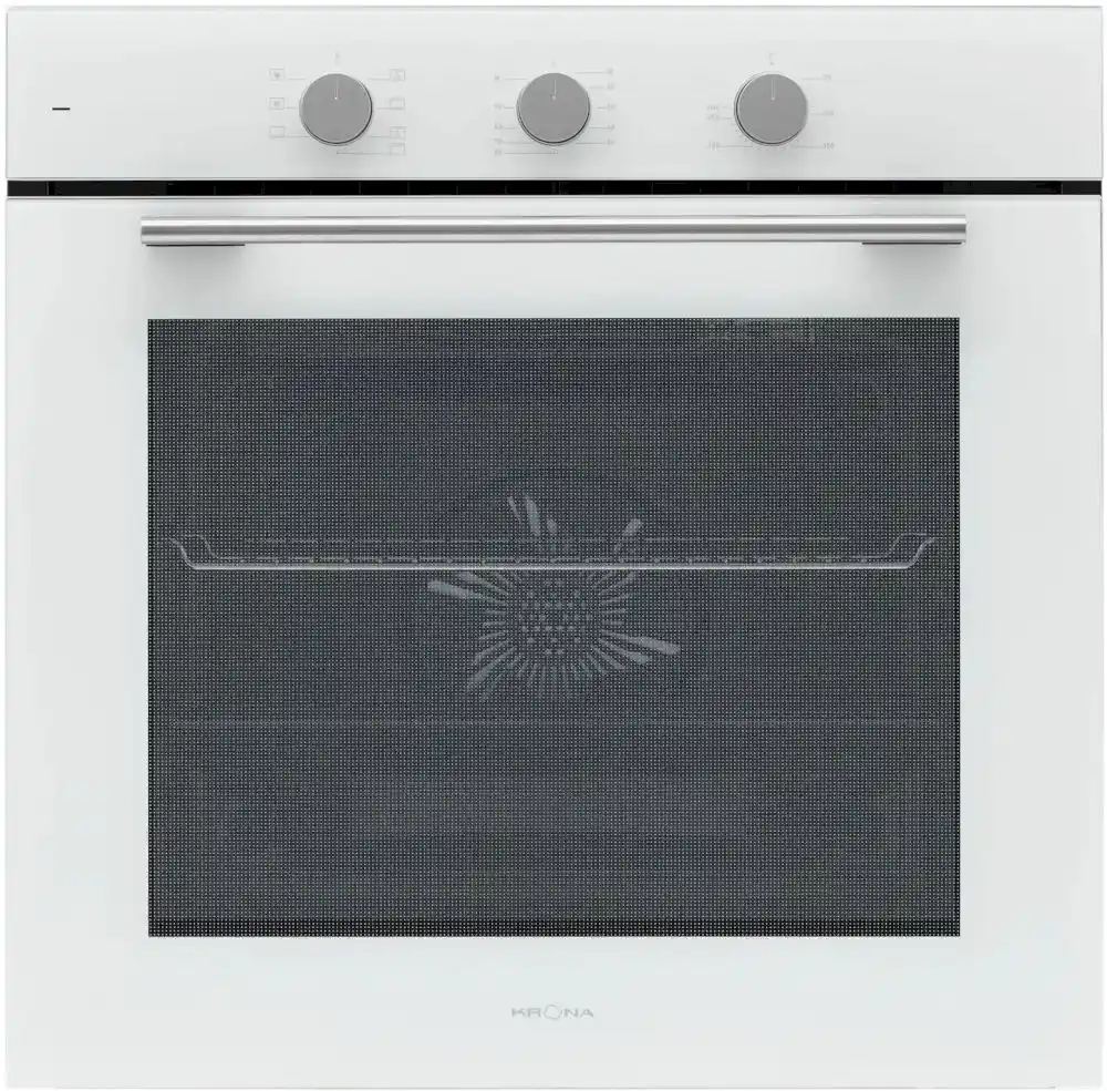 Духовой шкаф KRONA ELEMENT plus 60 WH (78 л / до 260 °C / Белое стекло / Традиционная очистка / Гриль / Рельефные направляющие / А)-0
