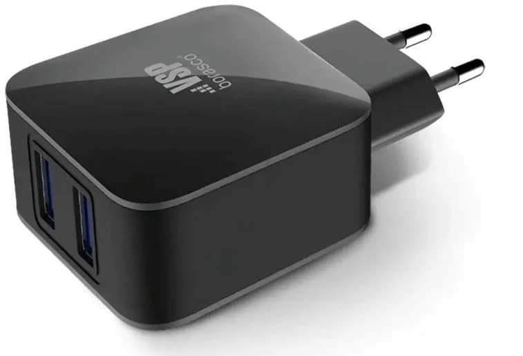 Сетевое зарядное устройство Borasco, (2*USB/2,1A), Черное-0