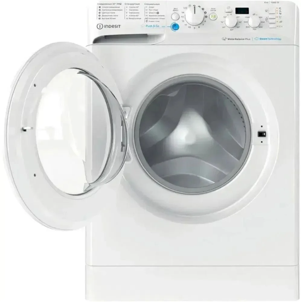 Стиральная машина Indesit BWSD 61051 WWV RU (42.5см / 6кг / 1000об / пар / Push&Go Steam / Water Balance Plus)-2