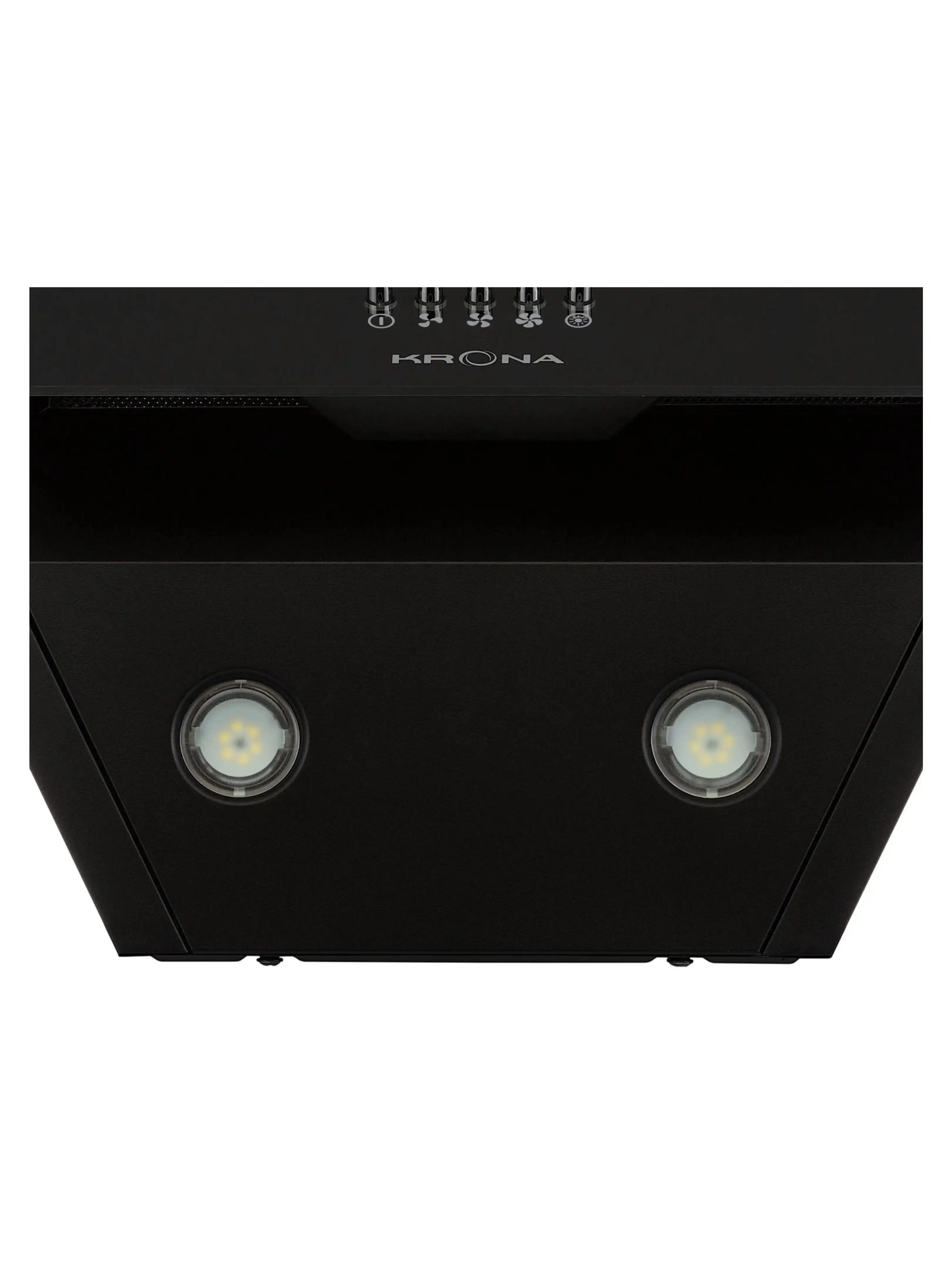 Вытяжка наклонная KRONA HELGA 600 black PB (950 м³/ч / 100 Вт / LED освещение 2x1 Вт / ширина - 59.6 см / чёрный / стекло)-2