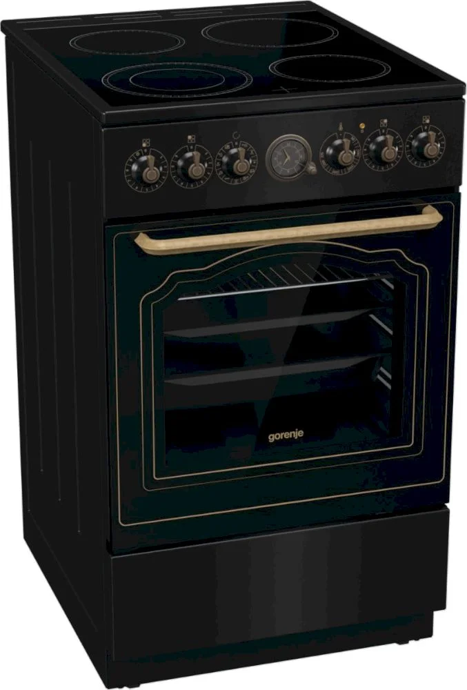 Плита электрическая Gorenje GECS5B70CLB (Classico / Черный / духовка - 70 л / 4 конфорки (1700/1200/1200/1800Вт) / AquaClean / Мощность - 9,201 кВт)-0