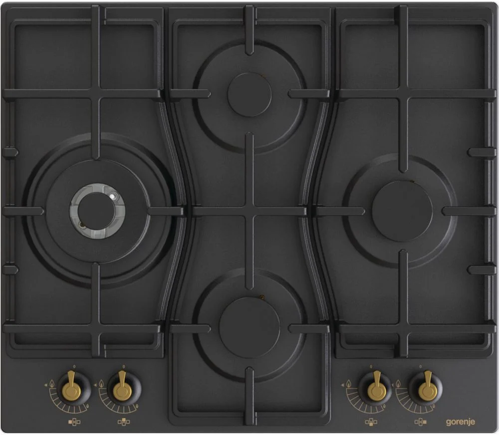 Поверхность газовая Gorenje GW6D42CLB (Classico / черный / конфорки ромбом / эмаль / чугун / WOK)-1